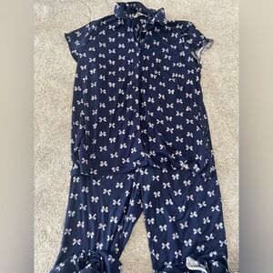 Laura Ashley Navy Pajama Set with Bow Pattern